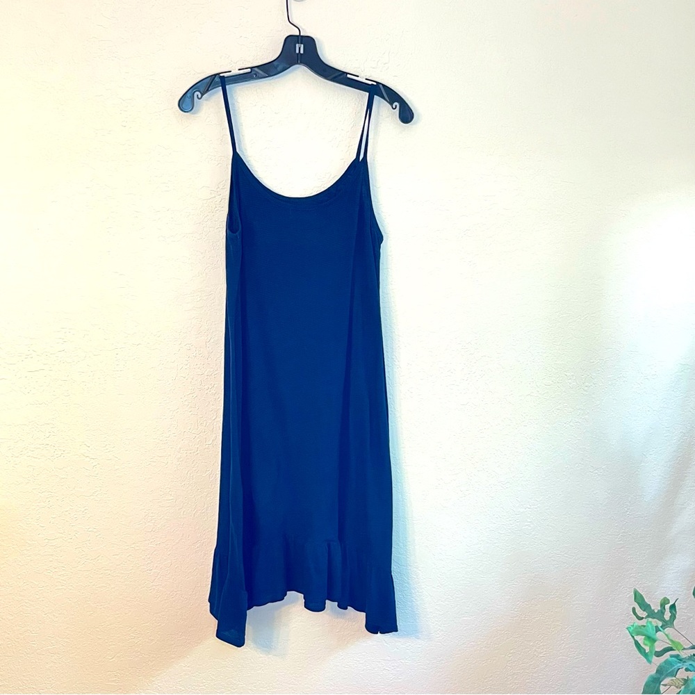 Allen Allen - Sleeveless Navy Dress with Ruffle Hem, Size M
